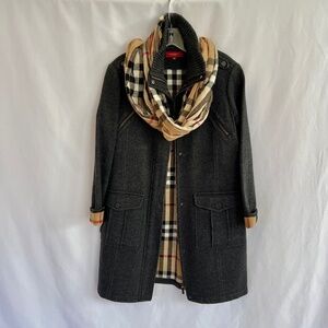 Burberry Wool Coat Charcoal Gray Nova check Size 48